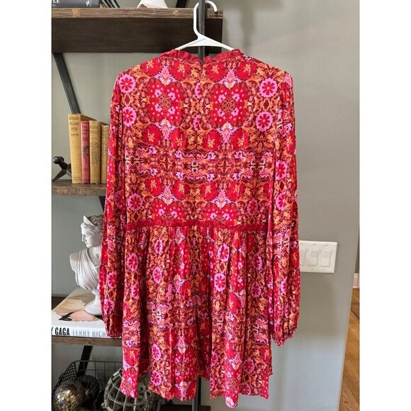 AMUR Codi Voile Paisley Mini Dress Rosewood Kaleidoscope Paisley Womens Size 10 - Picture 7 of 8